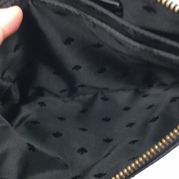 Kate Spade New York Black White Library Stripe Triple Gusset Clutch Makeup Pouch - Picture 14 of 16